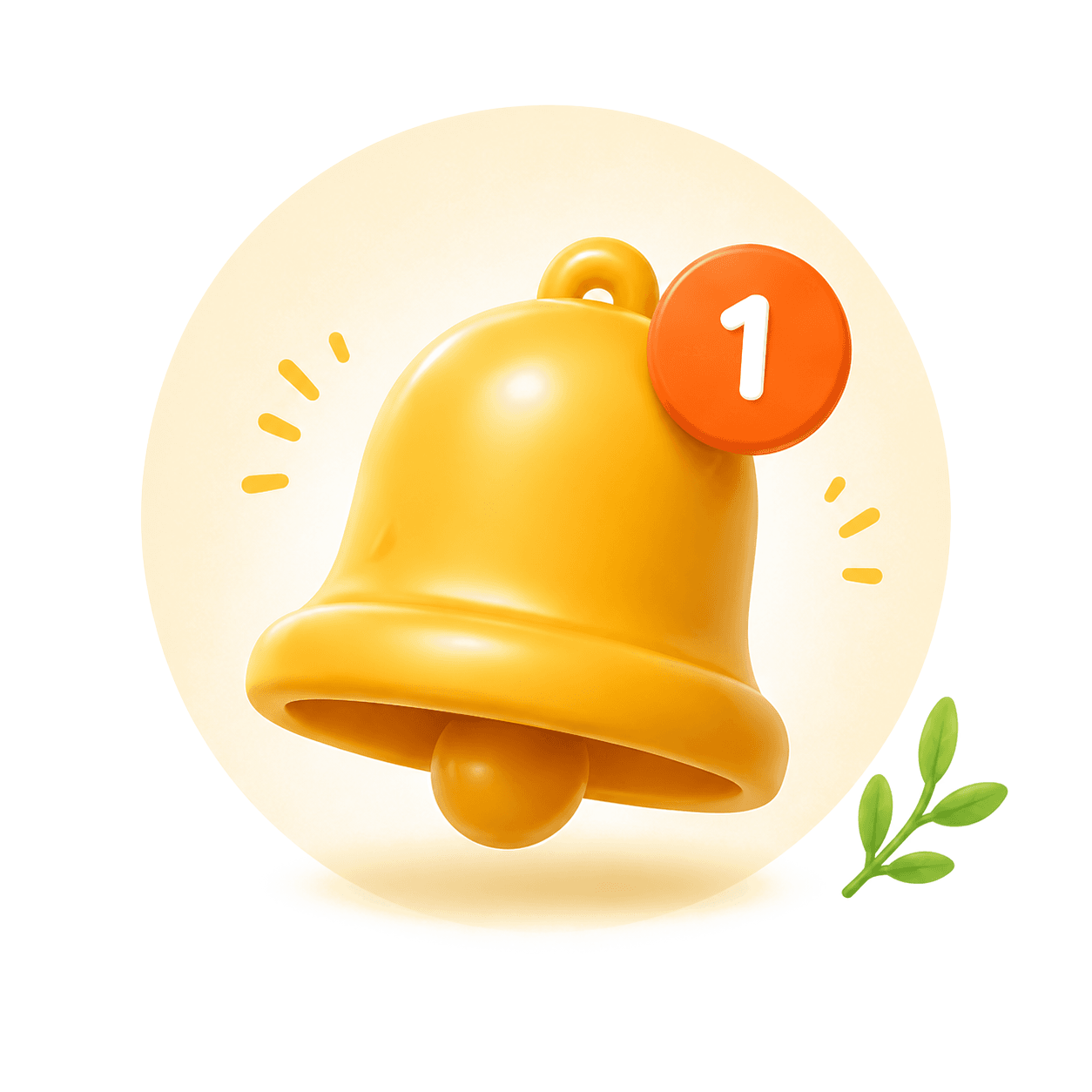 Notification bell with a single alert