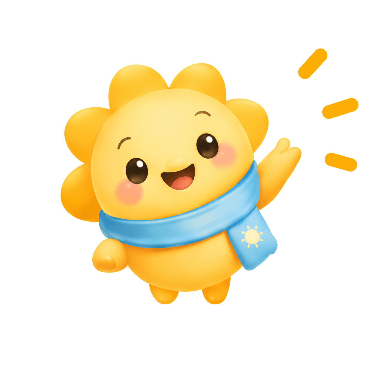 Solly the sunflower mascot waving